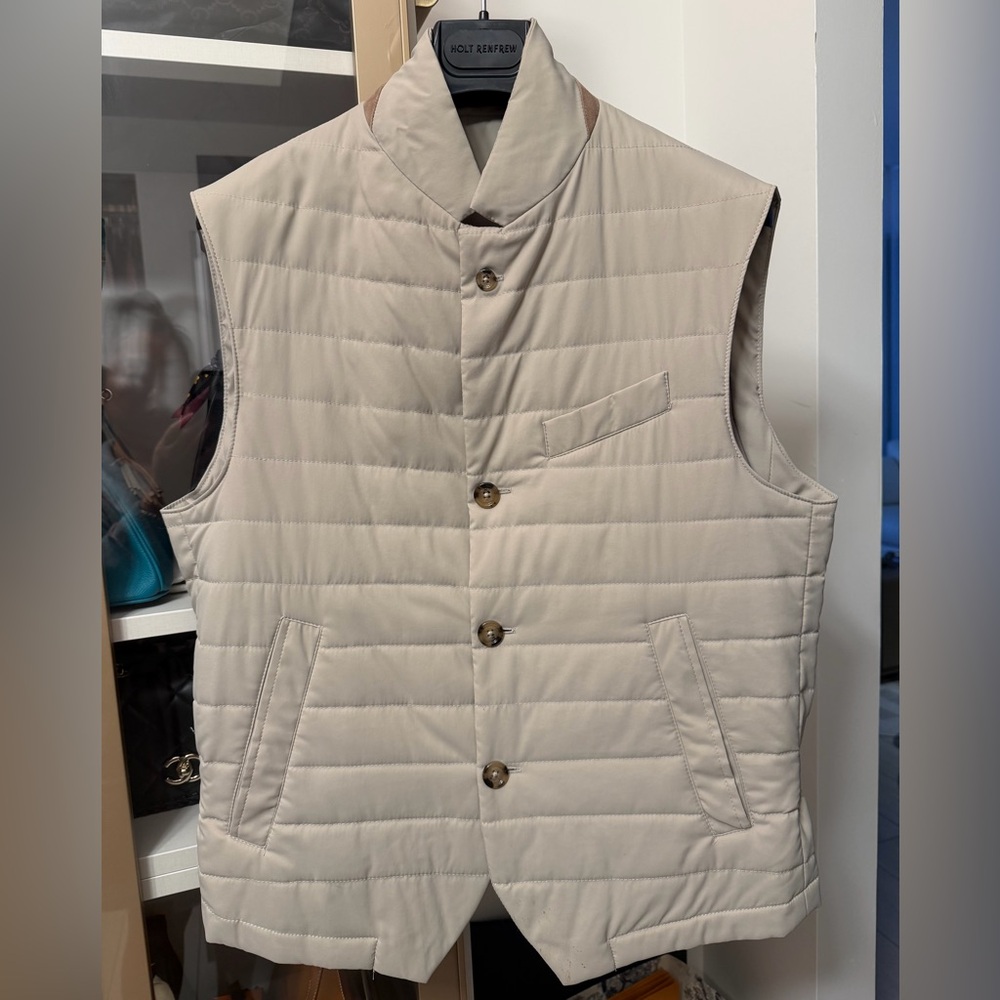 ELEVENTY Men’s Padded Quilted Gilet | Beige | Made in Italy | Size M